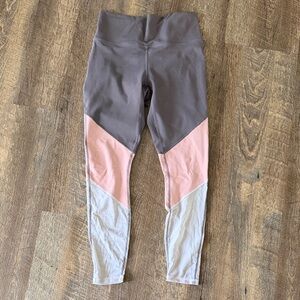 Women’s Fabletics Power Hold Colorblock Leggings - Gray and Pink